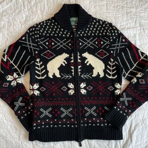 Vintage Y2K Nordic Ralph Lauren Cardigan Sweater, Apres Ski Holiday